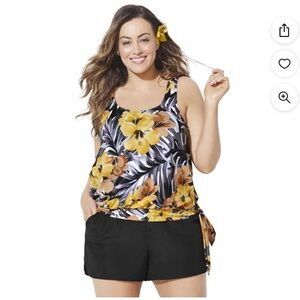 Women’s Plus Size SideTie Blouson Tankini Top size 20